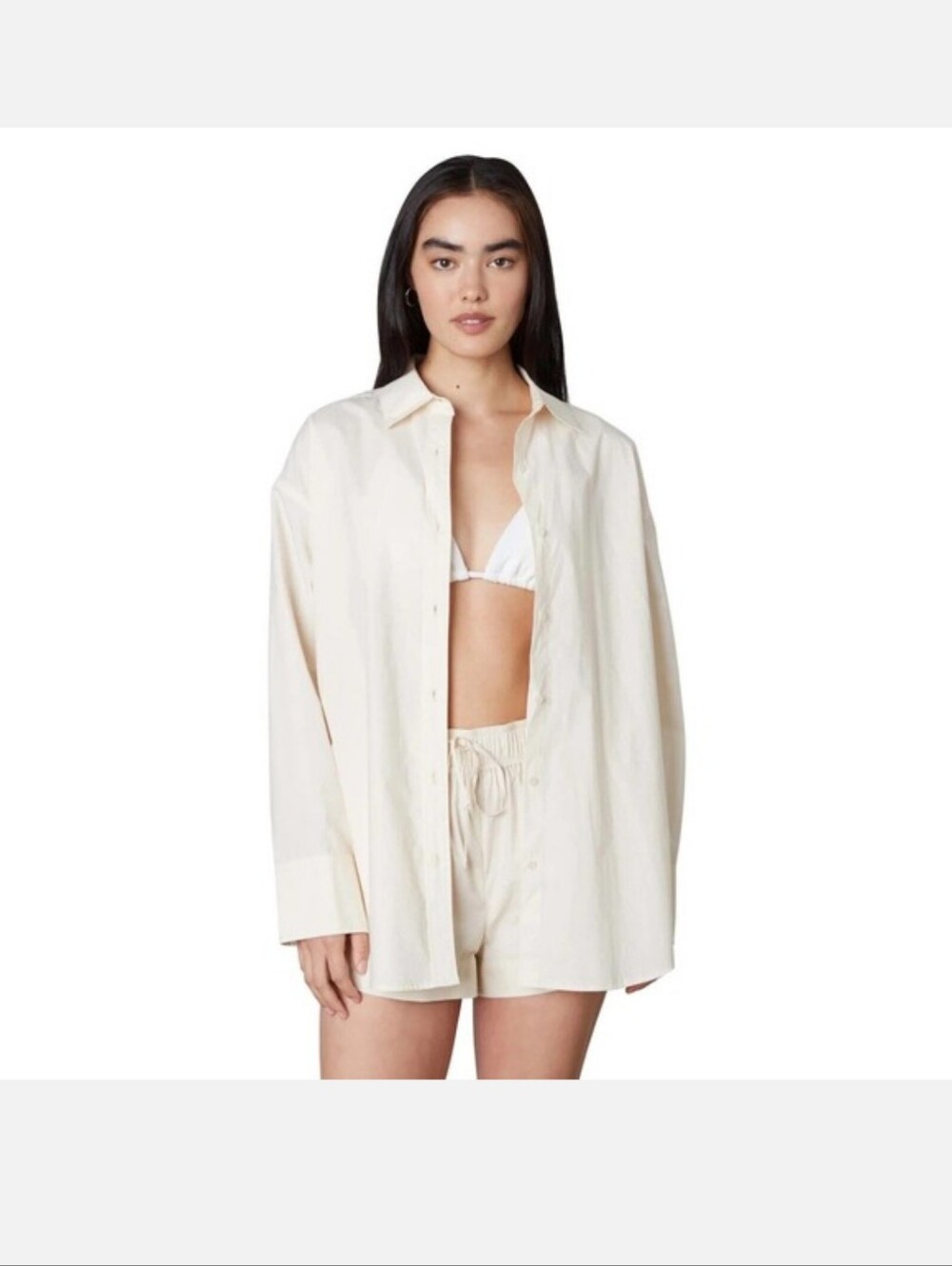 NIA LEON SHIRT, SHORT SET Beige Small